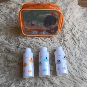New 3 Travel Bottles & Toiletry Bag